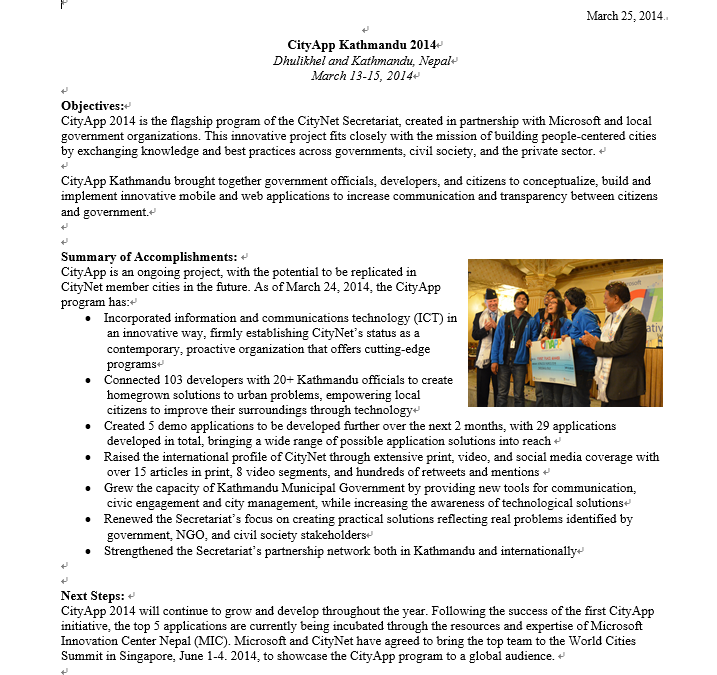 CityApp Kathmandu 2014 Final Report
